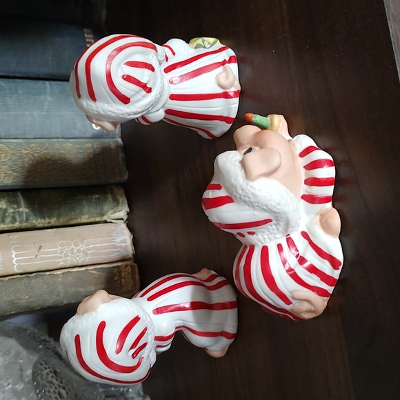 Vintage enesco candy cane pajama piglets pigs Christmas decor grannycore knick k - Picture 13 of 13
